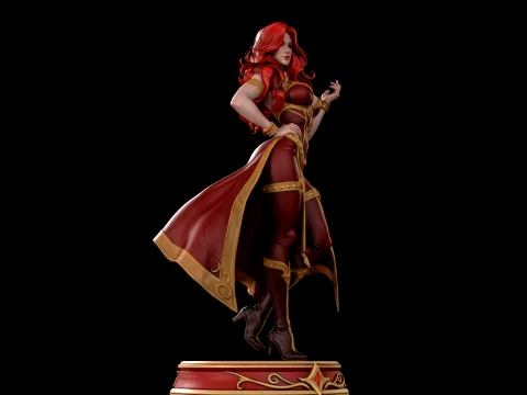 Estatueta de bruxa vermelha em pedestal pronta para impress&atilde;o 3D Modelo de Impressão 3D
