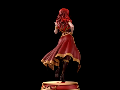 Estatueta de bruxa vermelha em pedestal pronta para impress&atilde;o 3D Modelo de Impressão 3D