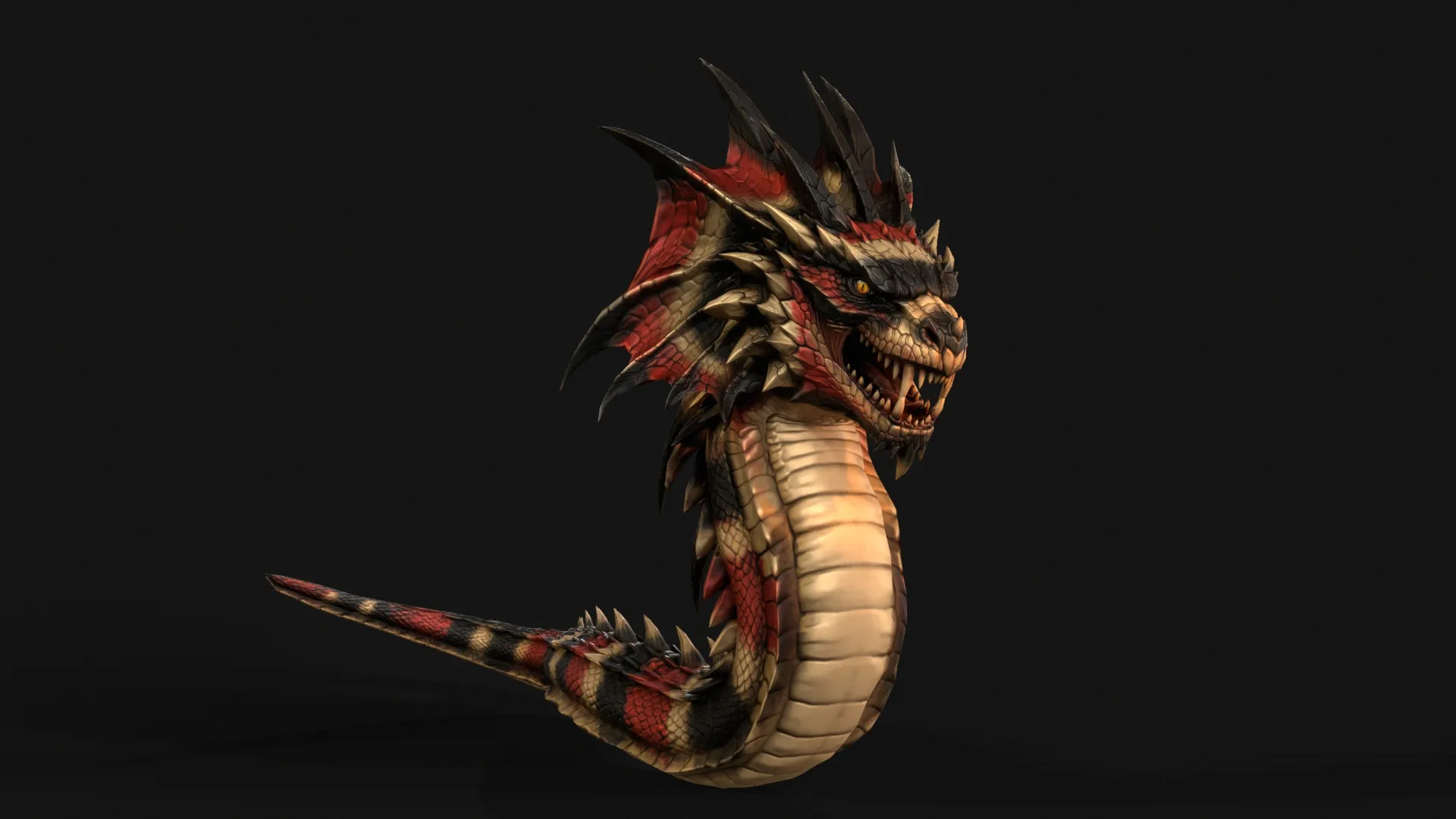 Basilisk Snake2 Character 3D Model .c4d .max .obj .3ds .fbx .stl .blend