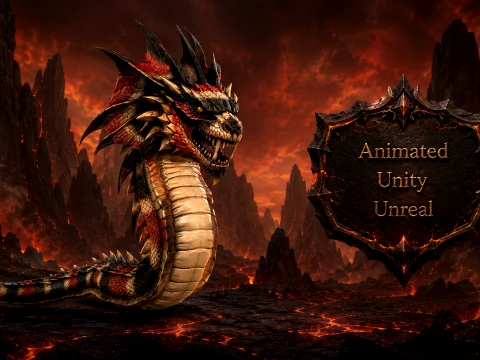 Basilisk Snake2 Character 3D Model