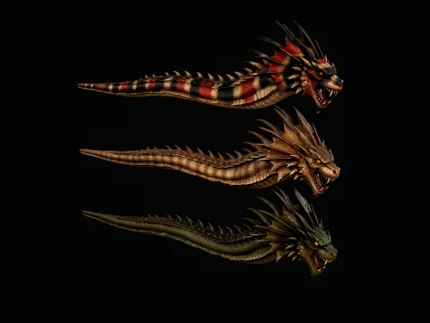 Basilisk Snake2 Character 3D Model