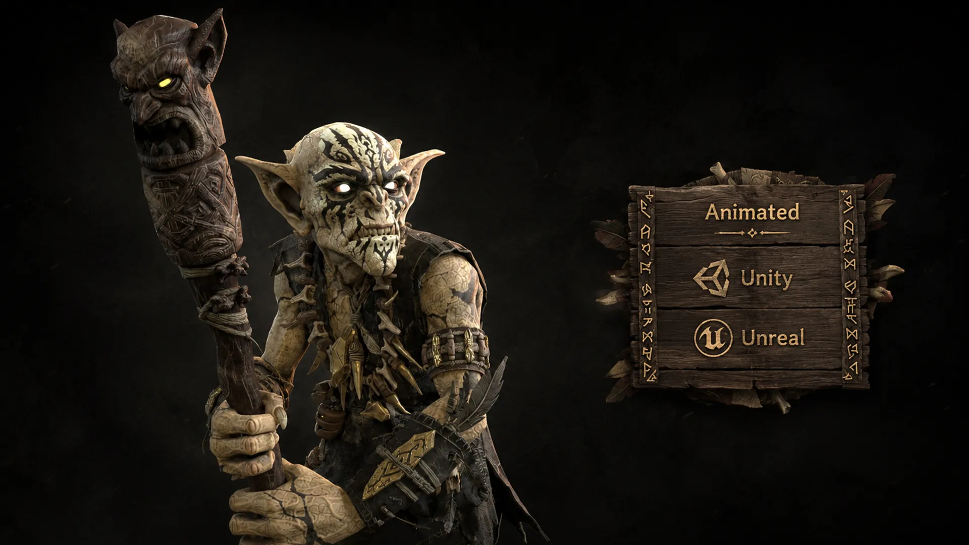 Goblin Shaman Three 3D Model .c4d .max .obj .3ds .fbx .stl .blend 