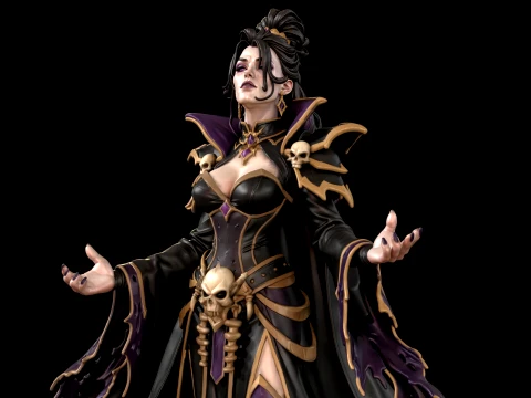 Figurine pr&ecirc;te &agrave; imprimer en 3D Dark Fantasy Necromancer Queen Modèles 3D en vedette