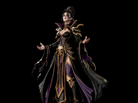Dark Fantasy Necromancer Queen 3D Print Ready Figurine 3D Print Model
