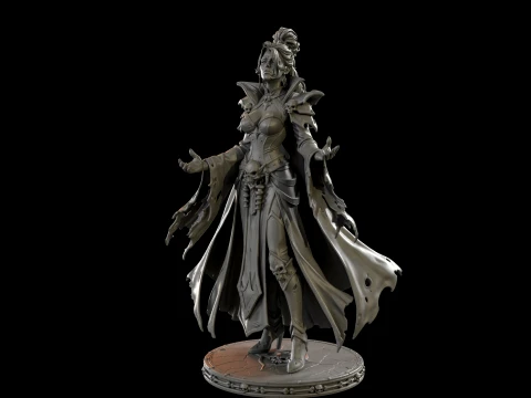 Dark Fantasy Necromancer Queen 3D Print Ready Figurine 3D Print Model
