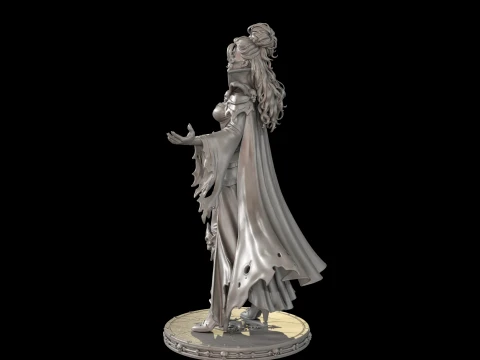 Dark Fantasy Necromancer Queen 3D Print Ready Figurine 3D Print Model