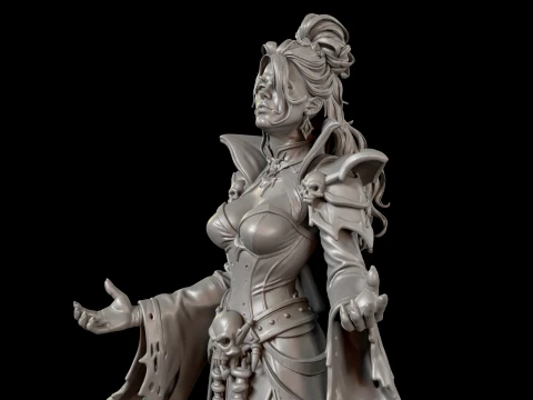 Dark Fantasy Necromancer Queen 3D Print Ready Figurine 3D Print Model