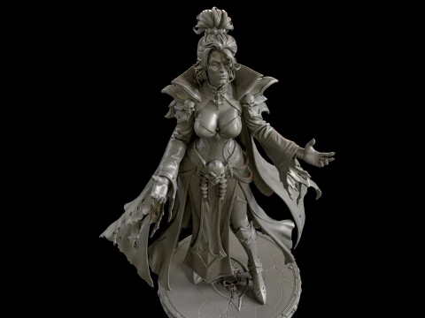 Dark Fantasy Necromancer Queen 3D Print Ready Figurine 3D Print Model