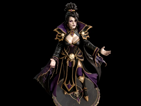 Dark Fantasy Necromancer Queen 3D Print Ready Figurine 3D Print Model