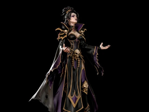 Dark Fantasy Necromancer Queen 3D Print Ready Figurine 3D Print Model