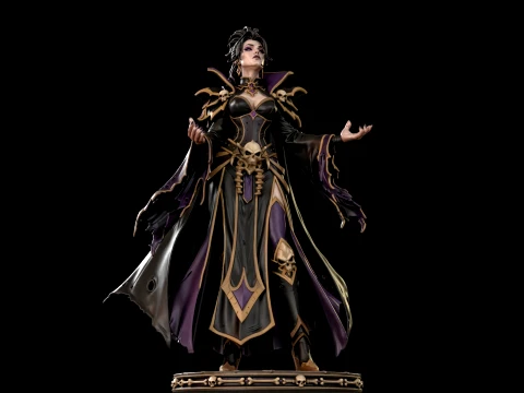 Dark Fantasy Necromancer Queen 3D Print Ready Figurine 3D Print Model