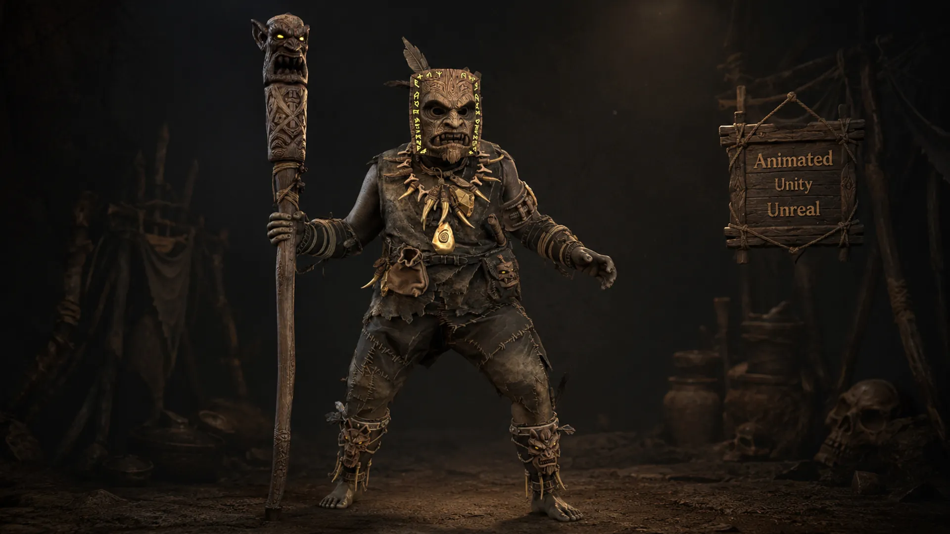 Orc Shaman Three 3D Model .c4d .max .obj .3ds .fbx .stl .blend 
