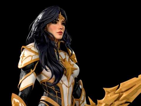 Celestial Spear Lady 3D Print Ready Figurine 3D Print Model