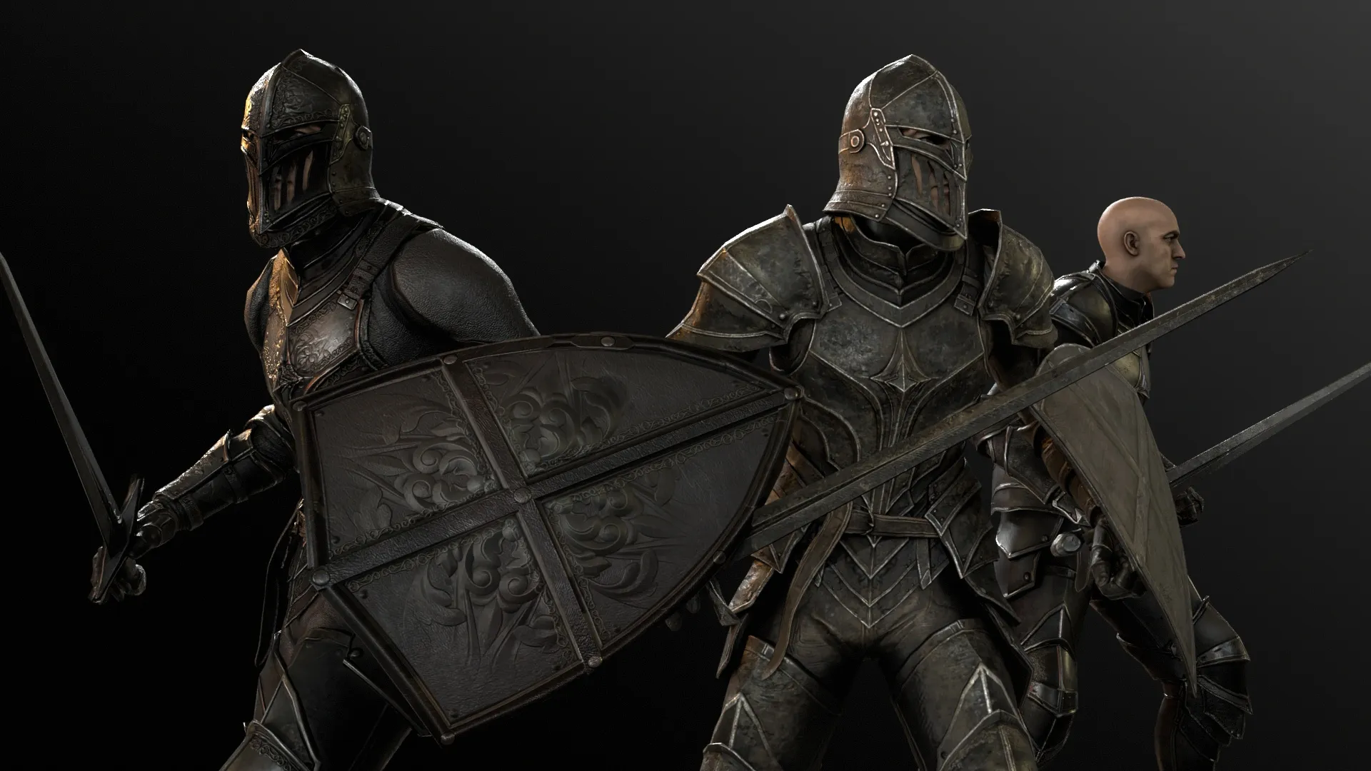 Dark Knight NPC Three 3D Model .c4d .max .obj .3ds .fbx .stl .blend 