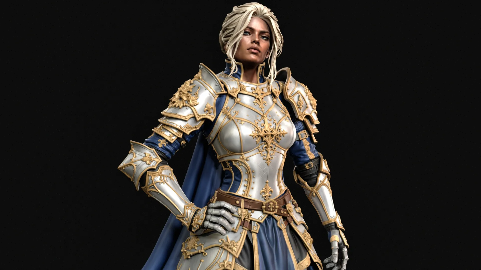 Royal Knight Woman 3D Print Ready Figurine 3D Print Model .c4d .max .obj .3ds .fbx .stl .blend