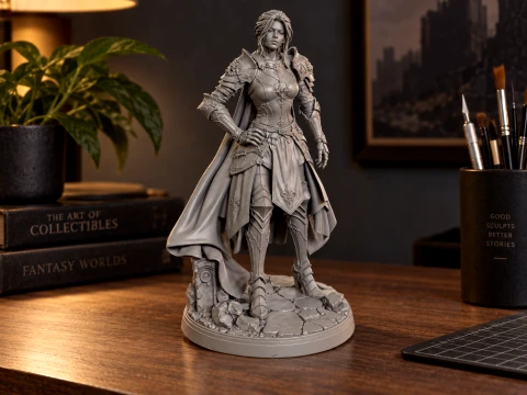 Royal Knight Woman 3D Print Ready Figurine 3D Print Model