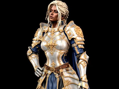 Royal Knight Woman 3D Print Ready Figurine 3D Print Model