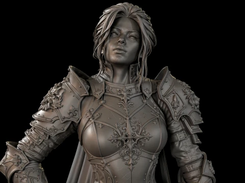 Royal Knight Woman 3D Print Ready Figurine 3D Print Model