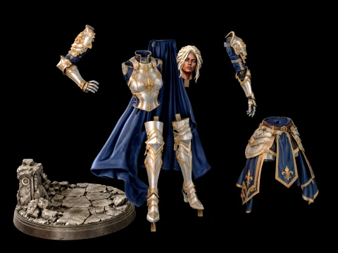 Royal Knight Woman 3D Print Ready Figurine 3D Print Model