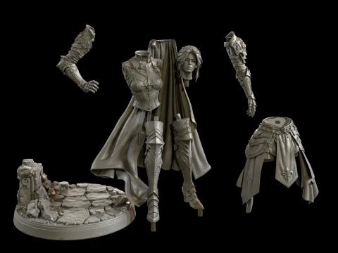 Royal Knight Woman 3D Print Ready Figurine 3D Print Model