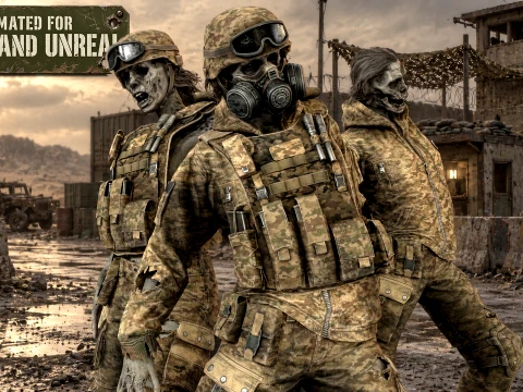 Zombie Soldier Girl Modelo 3D