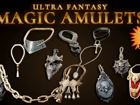 Pacchetto Amuleti Magici Fantasy Modello 3D