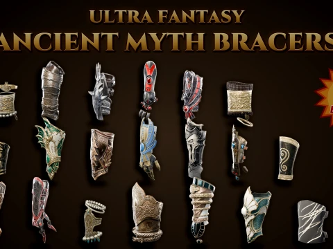 Fantasy Ancient Myth Bracers Pack 3D Model
