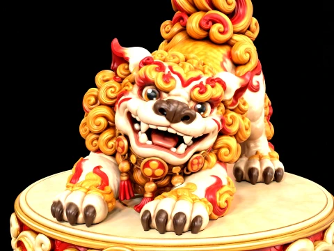 Sleeping Shisa Guardian Lion 3D Print Ready Figurine 3D Print Model