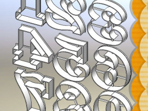 beautiful numbers 10 pc -70mm-cookie cutters 3D-Druckmodell