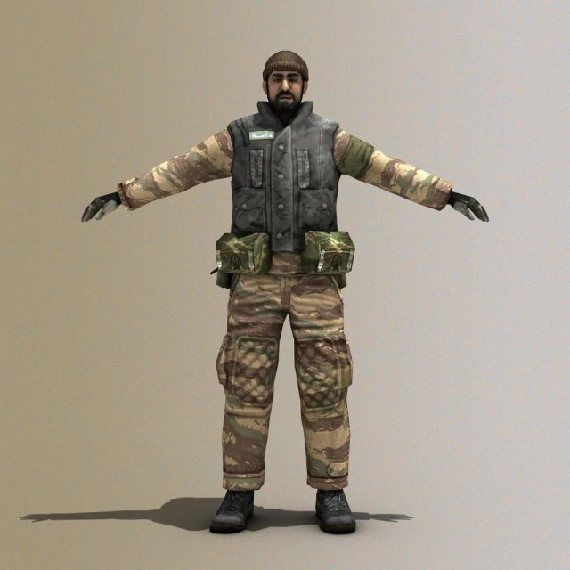 Middle Eastern Fighter or Arab Soldier 3D Model .c4d .max .obj .3ds .fbx .stl .blend 