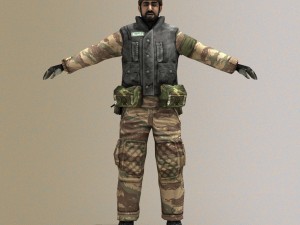 Middle Eastern Fighter or Arab Soldier 3D Model