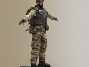 Middle Eastern Fighter or Arab Soldier 3D Model
