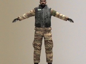 Middle Eastern Fighter or Arab Soldier 3Dモデル
