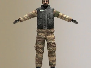 Middle Eastern Fighter or Arab Soldier 3D Model