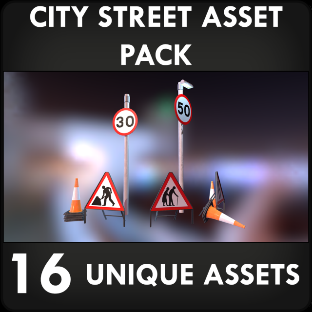 street asset pack 3D Модель .c4d .max .obj .3ds .fbx .stl .blend