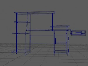 computer table black and white 3D Model