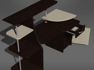 computer table black and white 3D Model