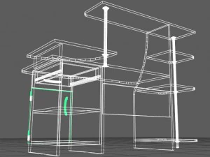computer table black and white 3D Model