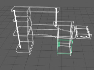 computer table black and white 3D Модель