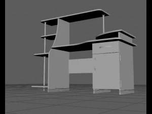 computer table black and white 3D Model