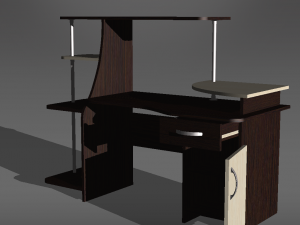computer table black and white 3D Модель