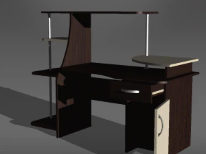 computer table black and white 3D Model