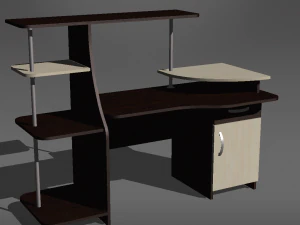 computer table black and white 3D Model