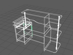computer table black and white 3D Model