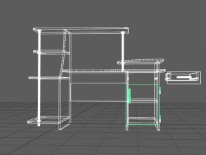 computer table black and white 3D Model