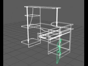 computer table black and white 3D Model