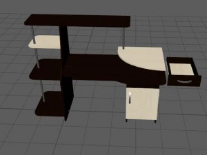 computer table black and white 3D Model