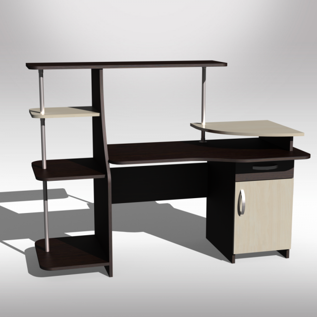 computer table black and white 3D Модель .c4d .max .obj .3ds .fbx .stl .blend 