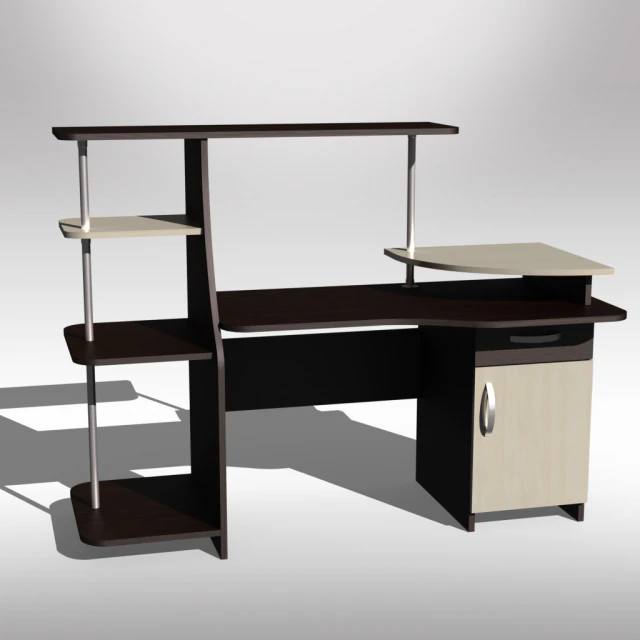 computer table black and white 3D Model .c4d .max .obj .3ds .fbx .stl .blend