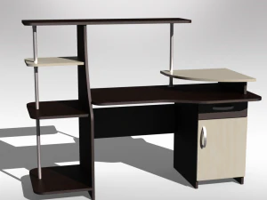 комп'ютерний стіл чорно-білий 3D Модель